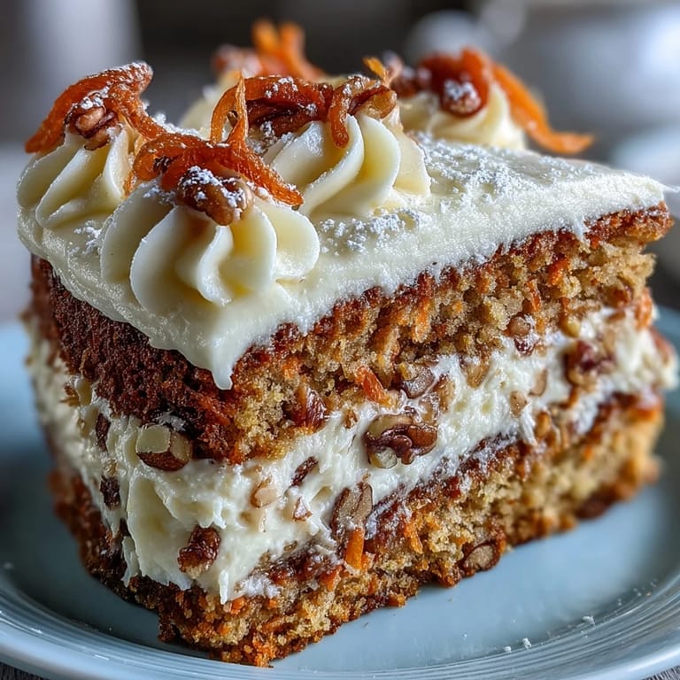 Festive Easter carrot cake featuring moist spiced layers, smooth cream cheese frosting, and eye-catching candied carrot curls for a stunning spring centerpiece.