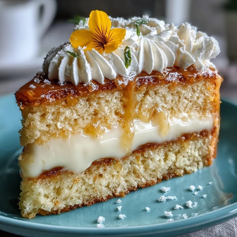 Stunning lemon curd layer cake with edible flowers, perfect for a special Mother's Day celebration.