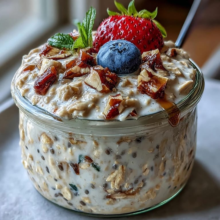 Wholesome, thick High Fiber Overnight Oats perfect for a healthy breakfast.