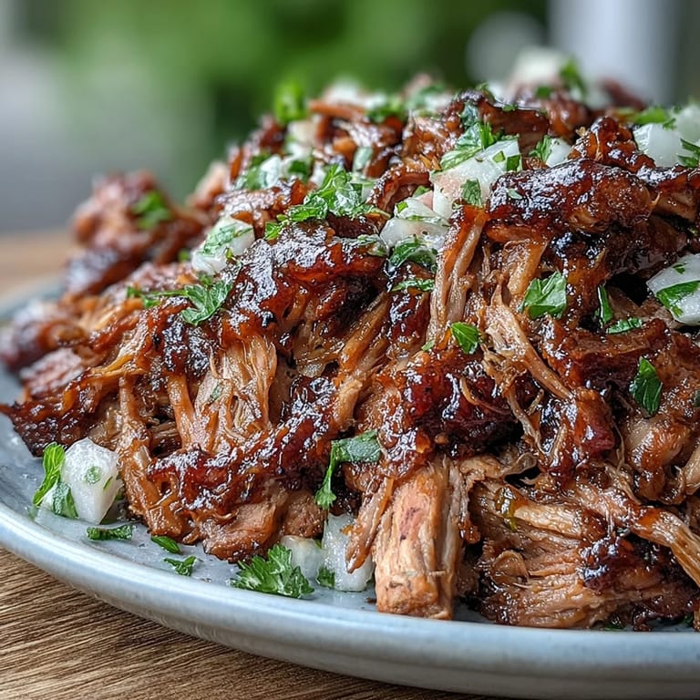 Vibrant watermelon slaw topping juicy Juneteenth BBQ Pulled Pork, a festive meal.
