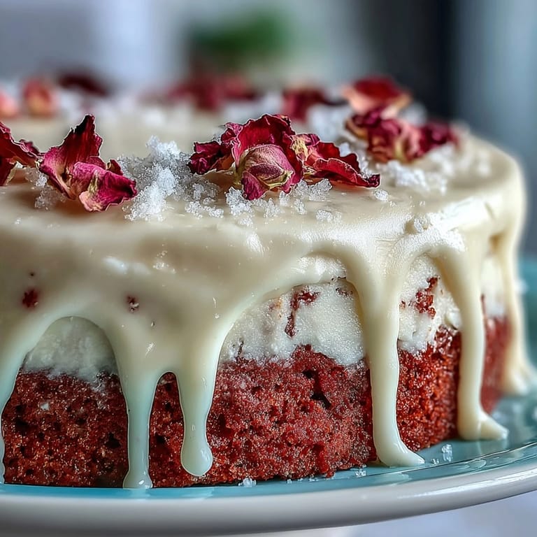Taste a slice of this beautiful Rosé Velvet Cake, adorned with luxurious gold drips.