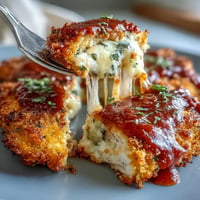 Crispy air fryer chicken Parmesan with golden panko crust, rich marinara, and melted mozzarella cheese for an easy Italian-American dinner.  
