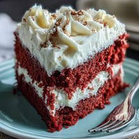 Vibrant Juneteenth Red Velvet Cake, decadently frosted with creamy swirls.
